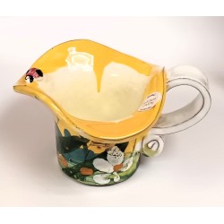 Keramik Übertopf gelb mit Marienkäfer Seyko