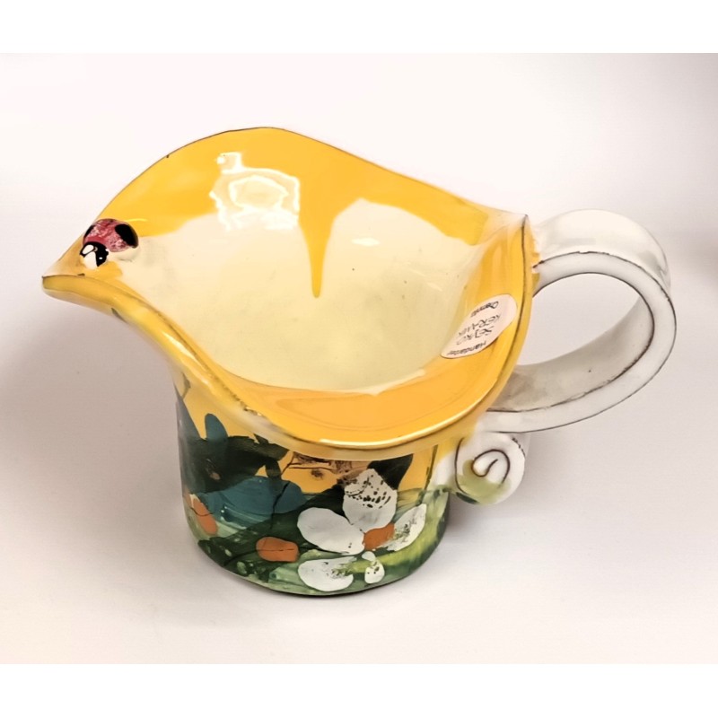 Keramik Übertopf gelb mit Marienkäfer Seyko