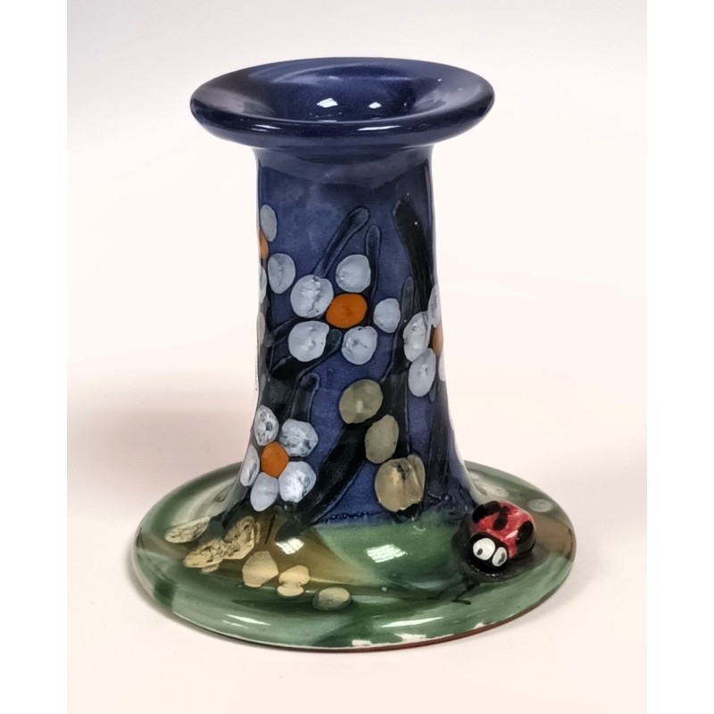 Keramik Leuchter blau mit Marienkäfer Seyko