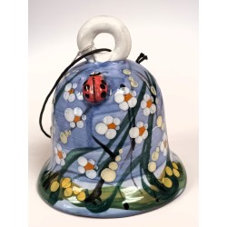 Keramik Glocke blau mit Marienkäfer Seyko