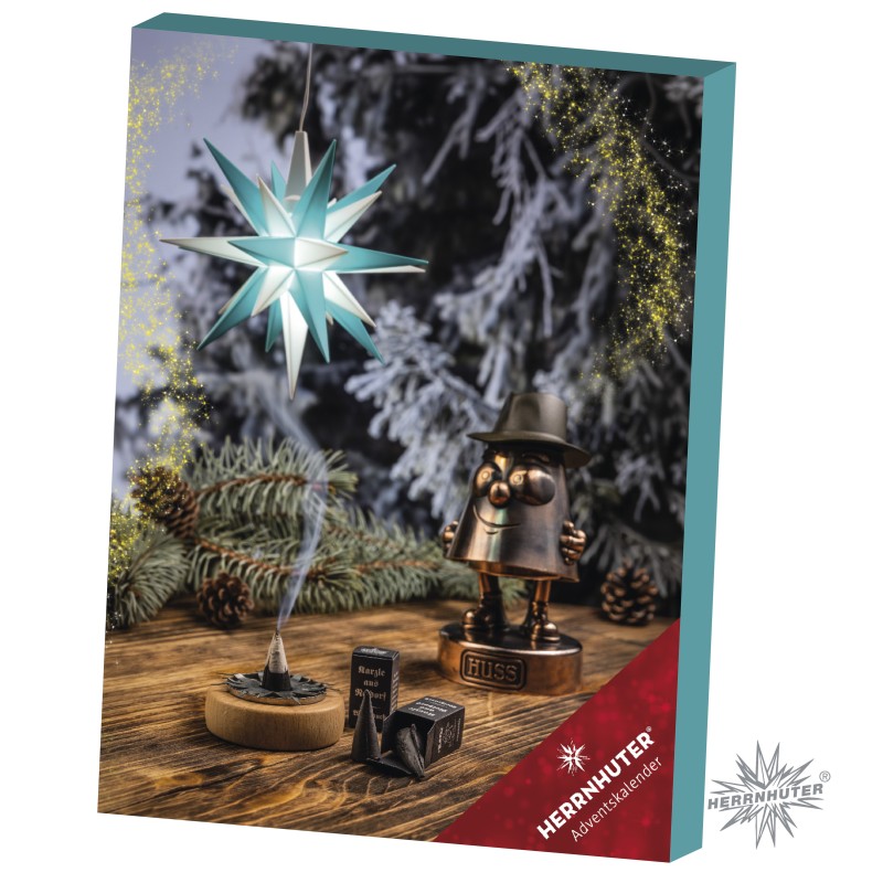 Herrnhuter Adventskalender 2026 Bastelstern A1b 13 cm türkis/weiß