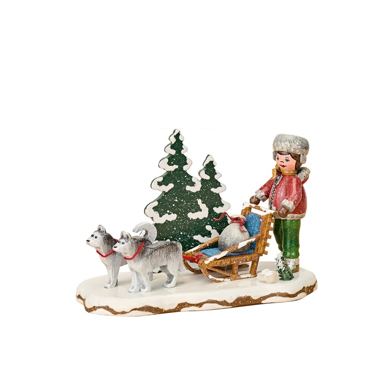 Hubrig Volkskunst GmbH Winterkinder Hundeschlitten durch den Winterwald 110h0074