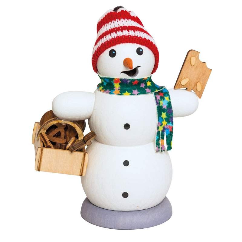 Räuchermann Schneemann mit Lebkuchenkorb Kuhnert 35043