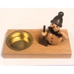 Teelichthalter Schneemann mit Schneeschieber natur Holzwaren Egermann L311/N