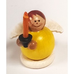 Engel Mini gelb mit Kerze Holzwaren Egermann 363 GE Kerze