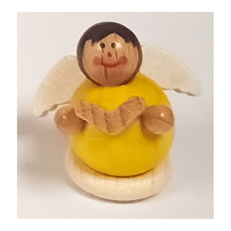 Engel Mini gelb mit Buch Holzwaren Egermann 363 GE Buch