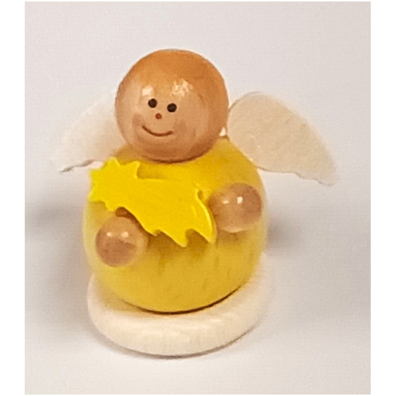 Engel Mini gelb mit Sternschnuppe Holzwaren Egermann 363 GE Schnuppe