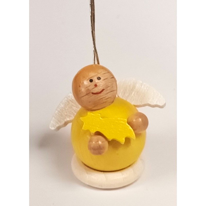 Baumbehang Engel gelb mit Sternschnuppe Holzwaren Egermann 363GE/H/ Schnuppe