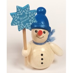 Schneemann mit Kristall und blauer Mütze Holzwaren Egermann 303