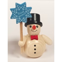 Schneemann mit Kristall und Zylinder Holzwaren Egermann 303