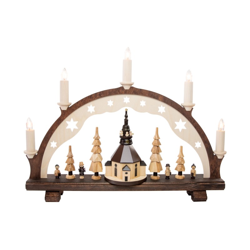 Schwibbogen Seiffener Kirche braun  Spielwarenmacher Günther G 160