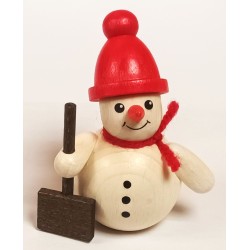 Schneemann mit Schneeschieber rote Mütze Holzwaren Egermann 310 rote mütze