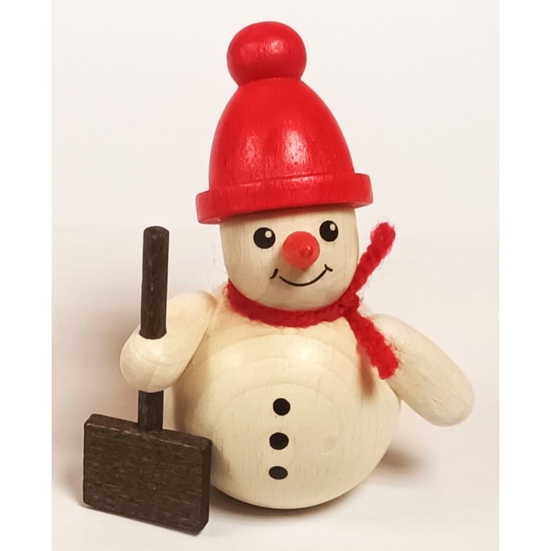 Schneemann mit Schneeschieber rote Mütze Holzwaren Egermann 310 rote mütze