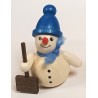 Schneemann mit Schneeschieber blaue Mütze Holzwaren Egermann 310 blaue mütze