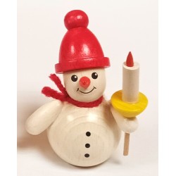 Schneemann mit Kerze rote Mütze Holzwaren Egermann 305 rote Mütze