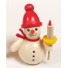Schneemann mit Kerze rote Mütze Holzwaren Egermann 305 rote Mütze