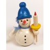 Schneemann mit Kerze blaue Mütze Holzwaren Egermann 305 blaue Mütze