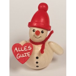 Schneemann mit Herz und rote Mütze Holzwaren Egermann 349 rote Mütze