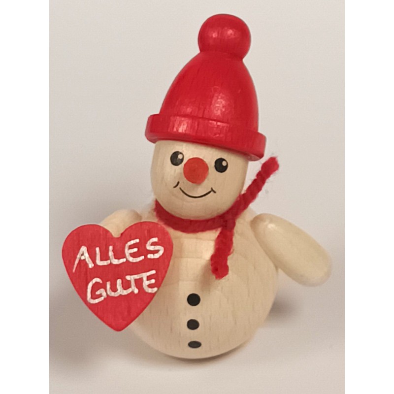 Schneemann mit Herz und rote Mütze Holzwaren Egermann 349 rote Mütze