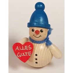 Schneemann mit Herz und blaue Mütze Holzwaren Egermann 349 blaue Mütze