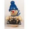 Schneemann mit Schwibbogen und blaue Mütze Holzwaren Egermann 318 blaue Mütze