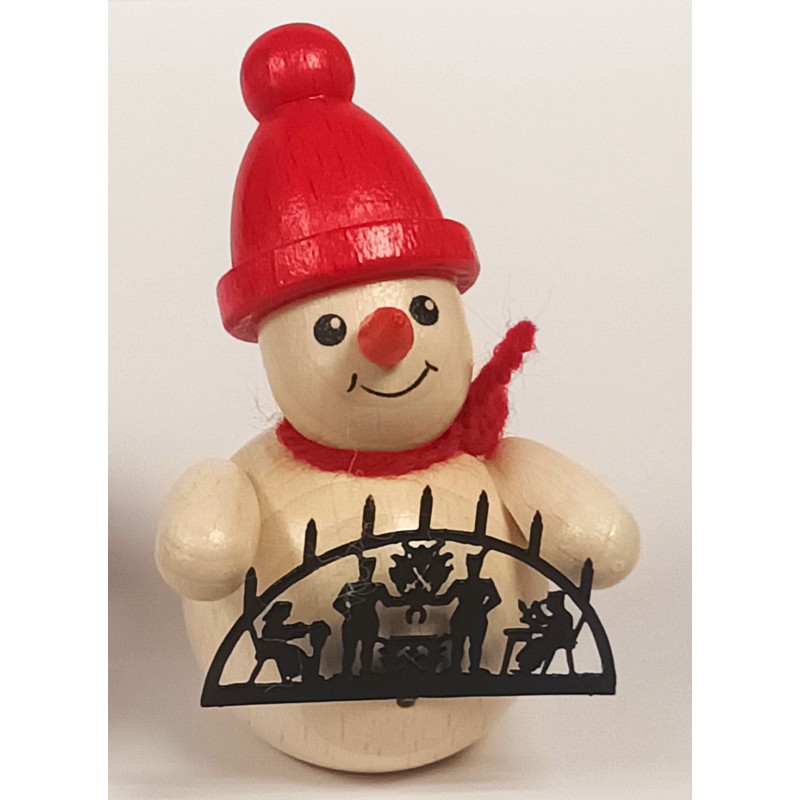 Schneemann mit Schwibbogen und rote Mütze Holzwaren Egermann 318 rote Mütze