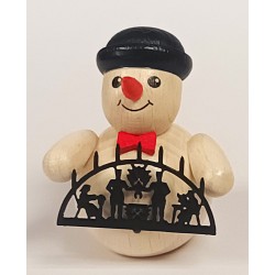 Schneemann mit Schwibbogen und Melone Holzwaren Egermann 318 Melone