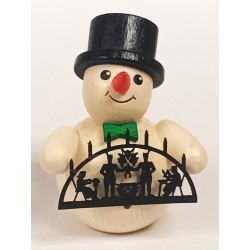 Schneemann mit Schwibbogen und Zylinder Holzwaren Egermann 318 Zylinder