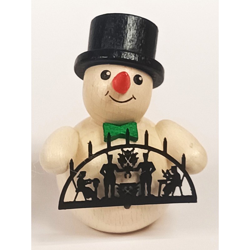 Schneemann mit Schwibbogen und Zylinder Holzwaren Egermann 318 Zylinder