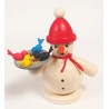 Räuchermann Schneemann mit Vögeln und mit roter Mütze Egermann 93421