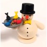 Räuchermann Schneemann mit Vögeln und mit Zylinder Egermann 93421
