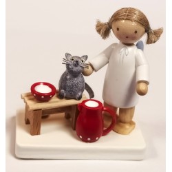 Flade Flachshaarengel Engel mit Katze und Milchkanne Flade 61137