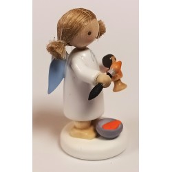 Flade Flachshaarengel Engel mit Puppe und Pinsel Flade 61140