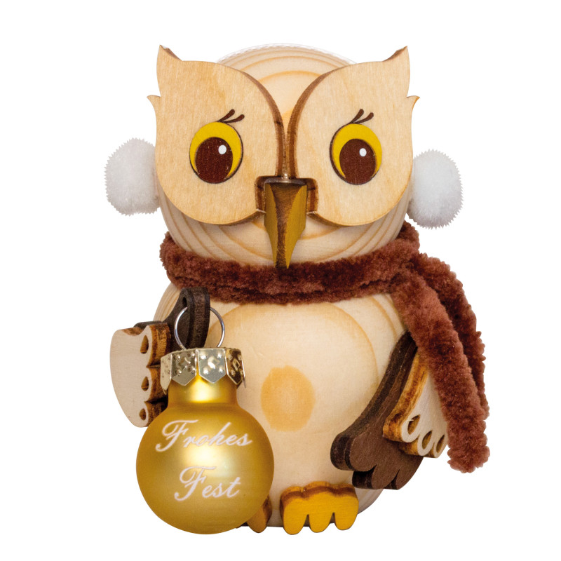 Mini Eule mit Weihnachtskugel gold Kuhnert 37381/GO