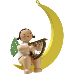 Engel im Mond mit kleiner Harfe