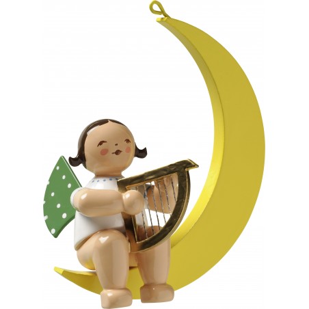 Engel im Mond mit kleiner Harfe