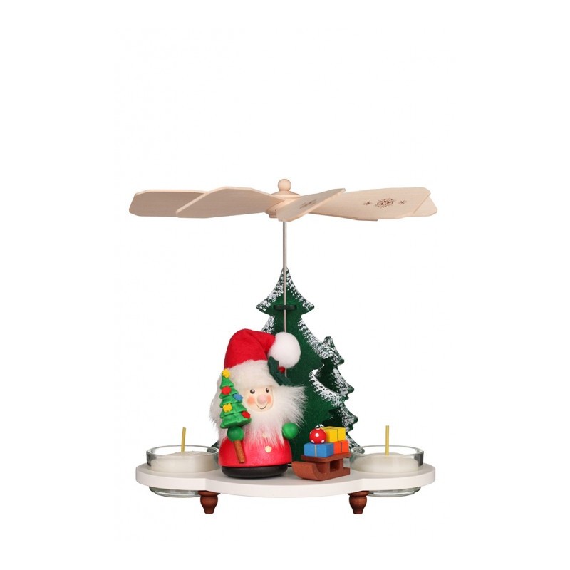 Teelichtpyramide Weihnachtsmann mit Schlitten