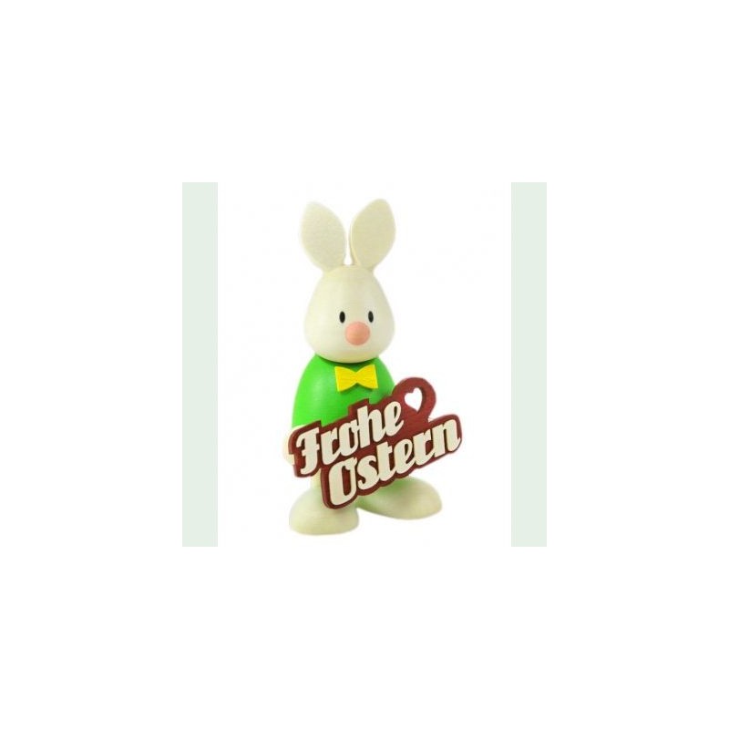 Kaninchen Max mit "Frohe Ostern"