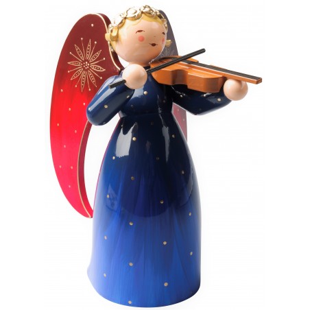Engel reich bemalt mit Violine groß, blau