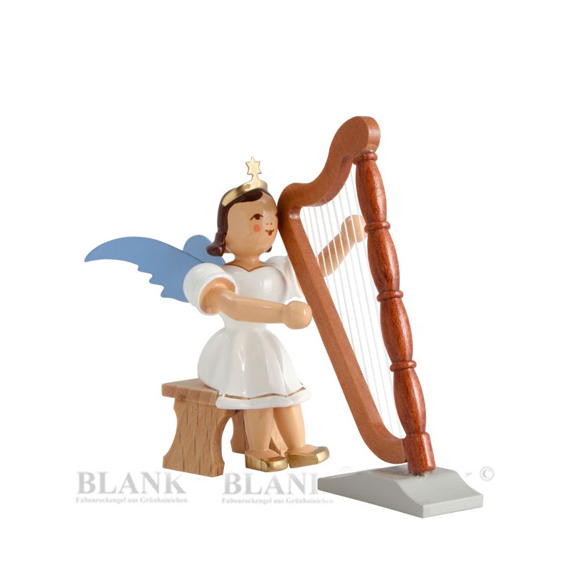Blank Engel Kurzrock farbig mit Harfe sitzend