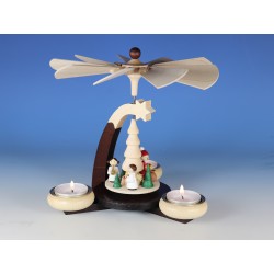 Design-Teelichtpyramide Weihnachtsmann und 2 Engel