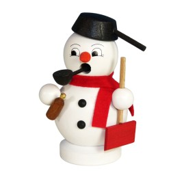 Räuchermann Schneemann mit Schaufel und Flasche