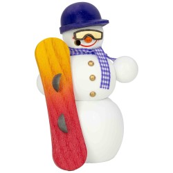 Seiffener Volkskunst Räuchermann Schneemann Snowboarder 12221