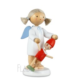 Werkstätten Flade Flachshaarengel mit Pinocchio Flade 6128