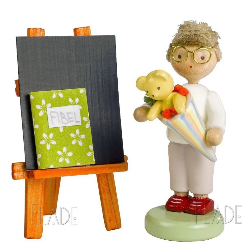 Werkstätten Flade Flachshaarkinder Junge Schultüte Tafel Flade 5160