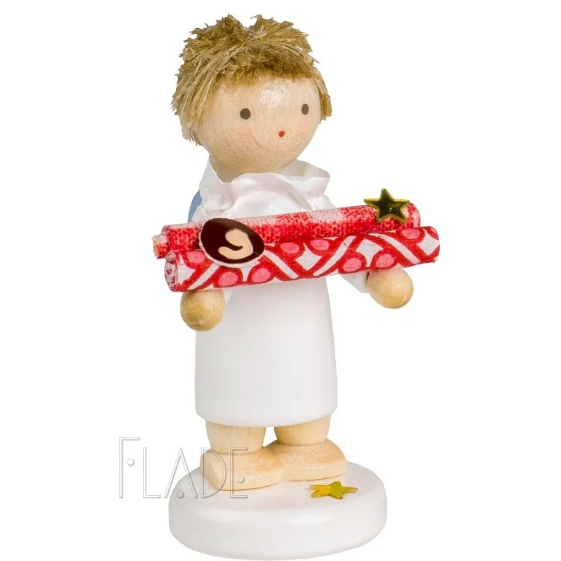 Werkstätten Flade Flachshaarengel mit Geschenkpapier Nr. 9 Flade 6185