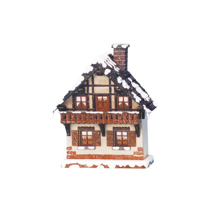 Hubrig Volkskunst GmbH Winterkinder Haus mit Balkon  Hubrig 400h0003